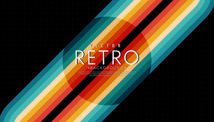 Wall Mural - abstract retro line background. vintage 70s stripe colorful rainbow. vector illustration. 1970s colo
