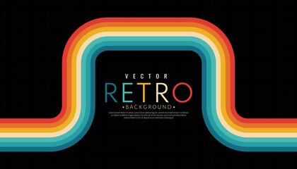 Wall Mural - vintage 70s stripe colorful rainbow. abstract retro line background. vector illustration. 1970s colo