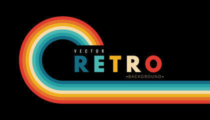 abstract minimalist retro background with rounded stripe elements. retro background lines 70s. vecto