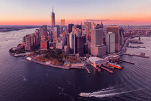 New York City Sunset Skyline Aerial