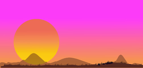 Wall Mural - the big sun on sunset. Amazing sunset and sunrise.Panorama.