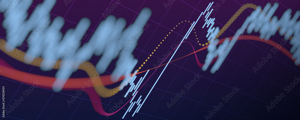 Financial graph with up trend line candlestick chart in stock market on ...