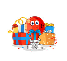 Bowling Ball Give Gifts Mascot. Cartoon Vector