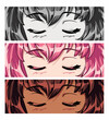 Set of anime eyes. Japanese manga style.