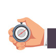 Stopwatch in the hand on blue background illustration jpeg image jpg art