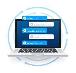 Voice, Record Audio message, speech bubble. Messenger chat screen. Vector stock illustration.