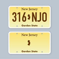 Wall Mural - License plate of new jersey. Car number plate. Vector stock illustration.