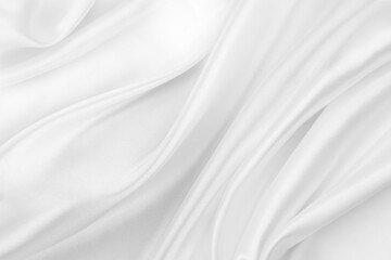 Wall Mural - Close-up of rippled white silk fabric texture background
