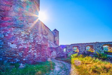 Canvas Print - The pleasant morning walk around Kamianets-Podilskyi Castle, Ukraine