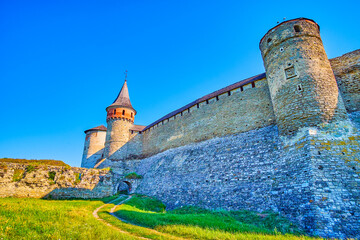 Canvas Print - The stone walls of medieval castle in Kamianets-Podilskyi, Ukraine