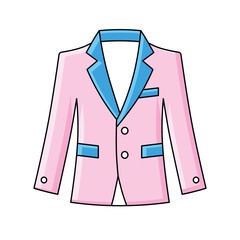 Wall Mural - Pink blue fashionable blazer or suit jacket isolated vector, haute couture, vogue and glamour.