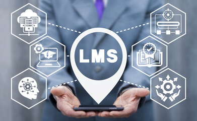 concept of lms learning management system. e-learning software application for administration, docum