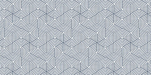 Sticker - Abstract geometric pattern with wavy stripes. Seamless background white and blue lines polygon shape