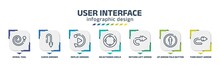 User Interface Infographic Design Template With Spiral Tool, Curve Arrows, Replay Arrows, Selectioned Circle, Return Left Arrow, Up Arrow Fold Button, Turn Right Arrow Icons. Can Be Used For Web,