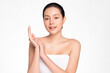 © kitthanes  - Beautiful young asian woman with clean fresh skin on white background, Face care, Facial treatment, Cosmetology, beauty and spa, Asian women portrait.