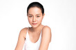 © kitthanes  - Beautiful young asian woman with clean fresh skin on white background, Face care, Facial treatment, Cosmetology, beauty and spa, Asian women portrait.