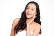 © kitthanes  - Beautiful young asian woman with clean fresh skin on white background, Face care, Facial treatment, Cosmetology, beauty and spa, Asian women portrait.