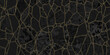 Seamless glossy black gold encrusted broken marble mosaic tiles background texture. Luxury cracked ceramic art deco cobblestone tileable wallpaper pattern. High resolution 3D rendering..