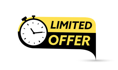 Aufkleber - Limited offer. Yellow and black icon with chronometer