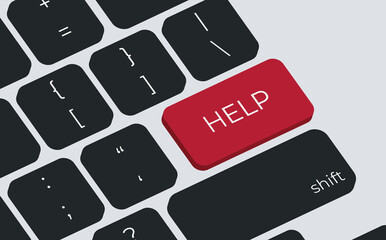 Fototapete - Help button on keyboard keys vector. Simple style
