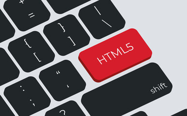 Fototapete - Computer keyboard key with key HTML5. Keyboard keys icon button