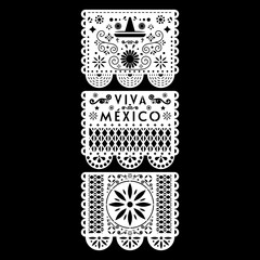 Wall Mural - Mexican decorative paper. Papel Picado for September 15 the commemoration of the cry of independence and shout Viva Mexico with traditional decorations of the Mexican culture. 