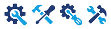 Tool Icon Vector Set. Maintenance Tools With Wrench, Gear, Spanner, Hammer And Screwdriver Symbol Illustration For Fix And Repair Concept.