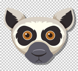 Wall Mural - Cute lemur head in flat cartoon style