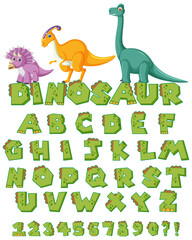 Wall Mural - English alphabet A-Z with dinosaur cartoon characters