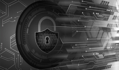 closed padlock on digital background, cyber security