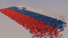 A Crowd Of People Coming Together To Form The Flag Of Slovenia. Slovenian Banner On White.
