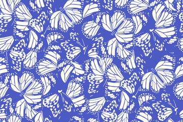 Nature inspired seamless pattern. Abstract fashion print with butterflies for fabric, wallpaper, package, gift paper. Vector animalistic background