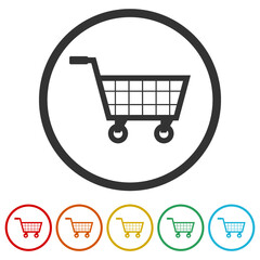 Sticker - Shopping Cart icons in color circle buttons