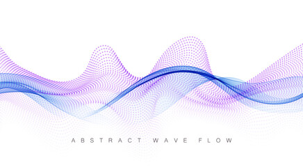 Wall Mural - Abstract blue particles background. Stream wave with dot landscape. Digital data structure. Visualization of pattern points. Technology vector illustration.