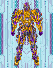 Wall Mural - Futuristic megatron mecha robot with head hand body leg illustration