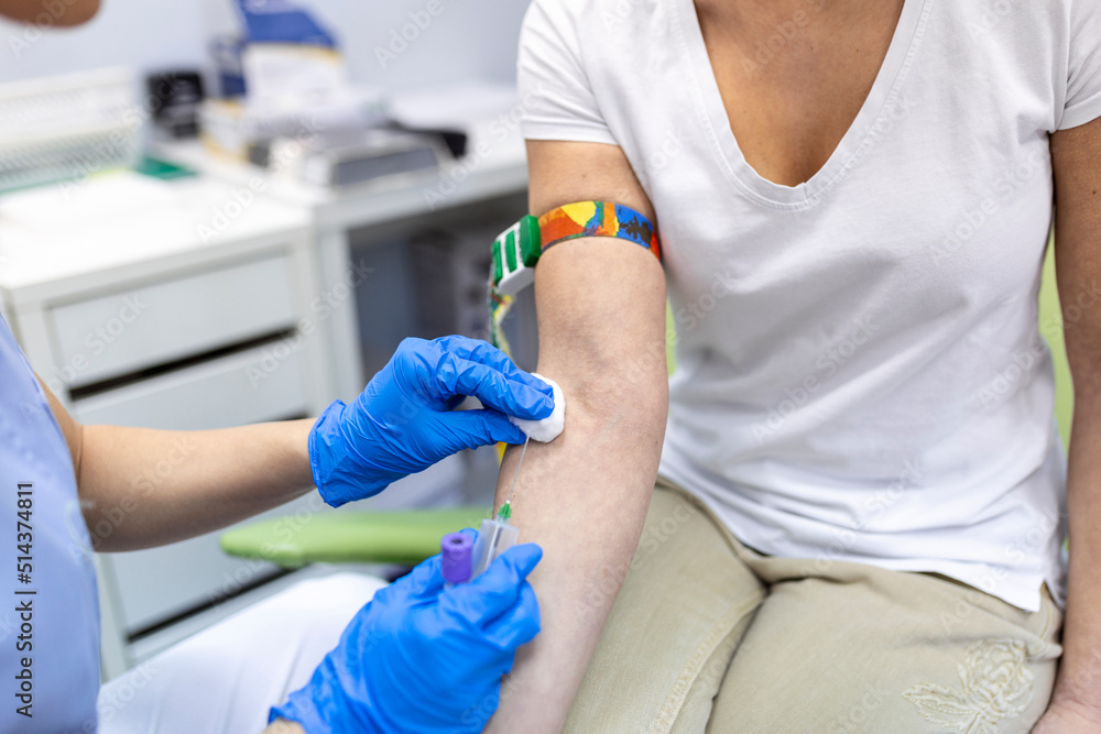 Testing Blood Circulation Medical technologist doing a blood draw services for patient. lab ...