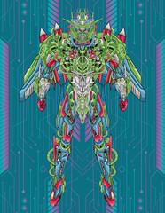 Wall Mural - Mecha robot engineering futuristic full body illustration