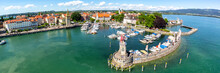 Lindau With Marina Town At Lake Constance Bodensee Panorama Yachts Travel Traveling From Above In Germany