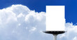 Portrait billboard for advertising at big cloud sky background.