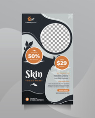 Wall Mural - creative and modern beauty skin and body care center design social media story post and banner. vect