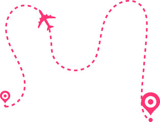 Wall Mural - Airplane path in a dotted line shape. pin map marker pointer sign. Airplane line path travel icon. Aircraft tracking, planes travel dot line