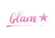 Glam lettering word, Glamour hand drawn calligraphic sign. Vector illustration