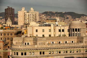 Wall Mural - Elevated viewpoit over the skyline of the centre of Barcelona