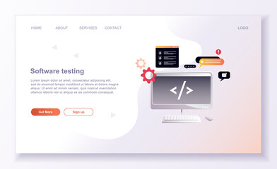 Wall Mural - programming concepts, coder workplace, vector illustration. web site landing page template.