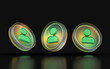 glass morphism user icon three view angle colorful gradient light on dark background 3d render