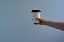 Small Cup 3d Rendering On Blue Background
