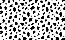 Abstract Modern Cow Fur Seamless Pattern. Animals Trendy Background. Black And White Decorative Vector Illustration For Print, Card, Postcard, Fabric, Textile. Modern Ornament Of Stylized Skin
