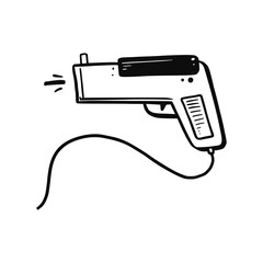 Poster - Video game gun console hand drawn doodle element. Sketch line style. Vector illustration isolated.