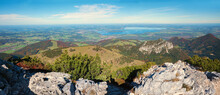 View From Kampenwand Mountain To Alpine Foothills And Lake Chiemsee, Bavaria In Autumn