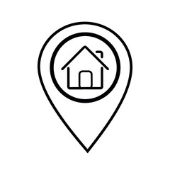 Sticker - ware house and location mark, vector icon
